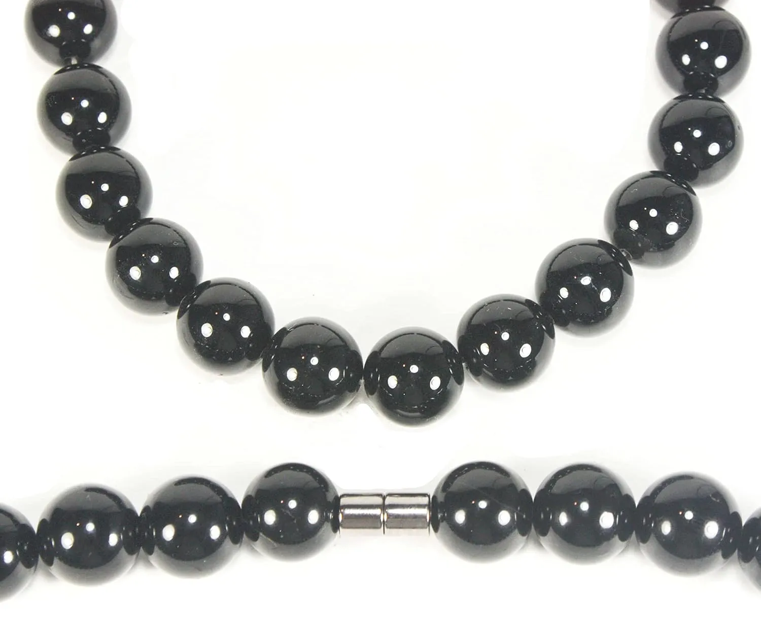| Handmade Black Onyx Crystal Mens Necklace - Grounding Genuine Gemstone Beaded Mala | Willpower, Protection, Prosperity Choker - Jewelry Gift for Mens, Womens, | 16mm Beads, 21