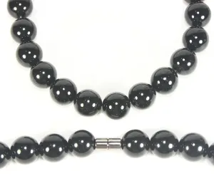 | Handmade Black Onyx Crystal Mens Necklace - Grounding Genuine Gemstone Beaded Mala | Willpower, Protection, Prosperity Choker - Jewelry Gift for Mens, Womens, | 16mm Beads, 21
