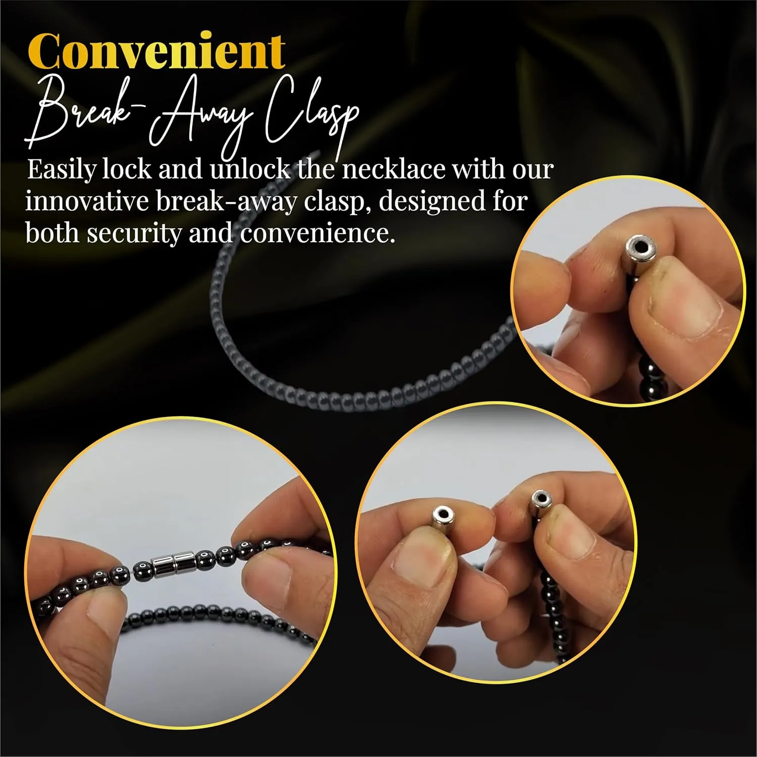| Handmade Hematite Healing Necklace - Grounding & Safe Travel Genuine Gemstone Beaded Necklace | Willpower, Confidence, Protection Choker - Jewelry Gift for, Womens, Mens |16