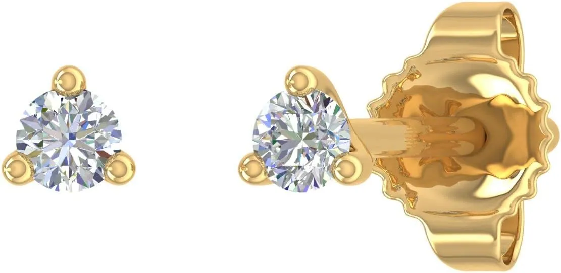 0.05 Carat 3-Prong Diamond Very Small Stud Earrings in 14K Gold