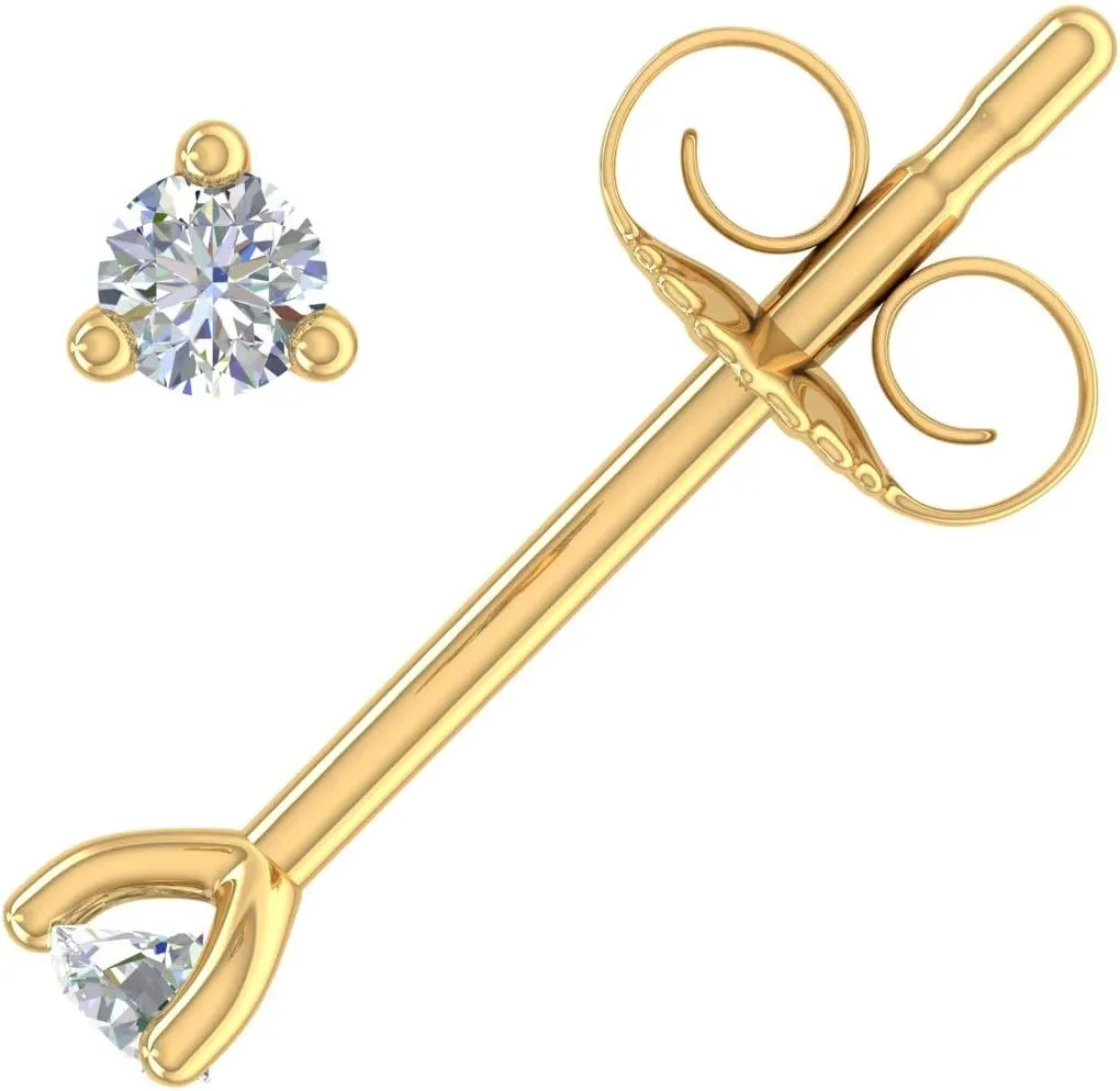 0.05 Carat 3-Prong Diamond Very Small Stud Earrings in 14K Gold