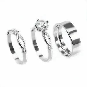 0.5 CT Round Moissanite Couple Ring for His Hers Bridal Sets Engagement Rings Sets for Women, S925 10K 14K 18K Gold Men Trio Ring Bridal Royalty style Matching Engagement Wedding Band Set