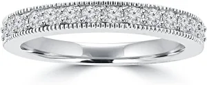 0.65 ct Ladies Round Cut Diamond Wedding Band Ring with Millgrain Edge in Platinum