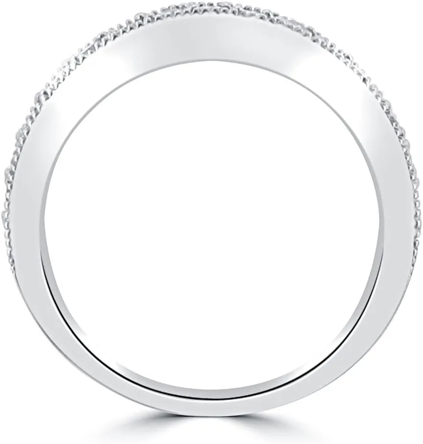 0.65 ct Ladies Round Cut Diamond Wedding Band Ring with Millgrain Edge in Platinum