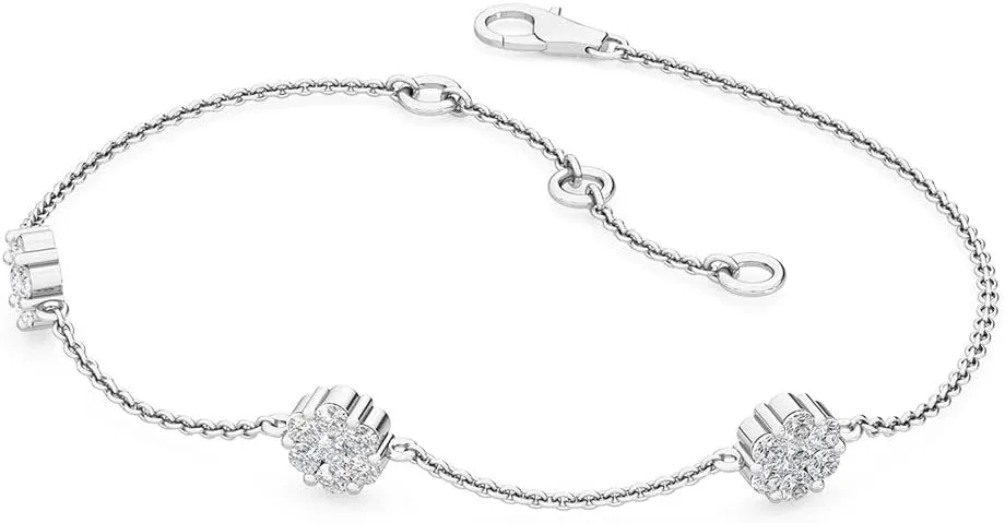 1-20 Carat (ctw) White Gold Round Cut LAB GROWN Diamond Bracelets (Color D-E Clarity VS1-VS2)