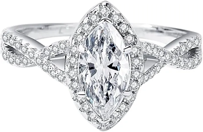 1 Carat Marquise Diamond Engagement Ring for Women | D-Color VVS1 Clarity | Elegant Twist Design | Brilliant Luster Wedding Jewelry