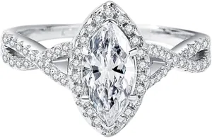 1 Carat Marquise Diamond Engagement Ring for Women | D-Color VVS1 Clarity | Elegant Twist Design | Brilliant Luster Wedding Jewelry