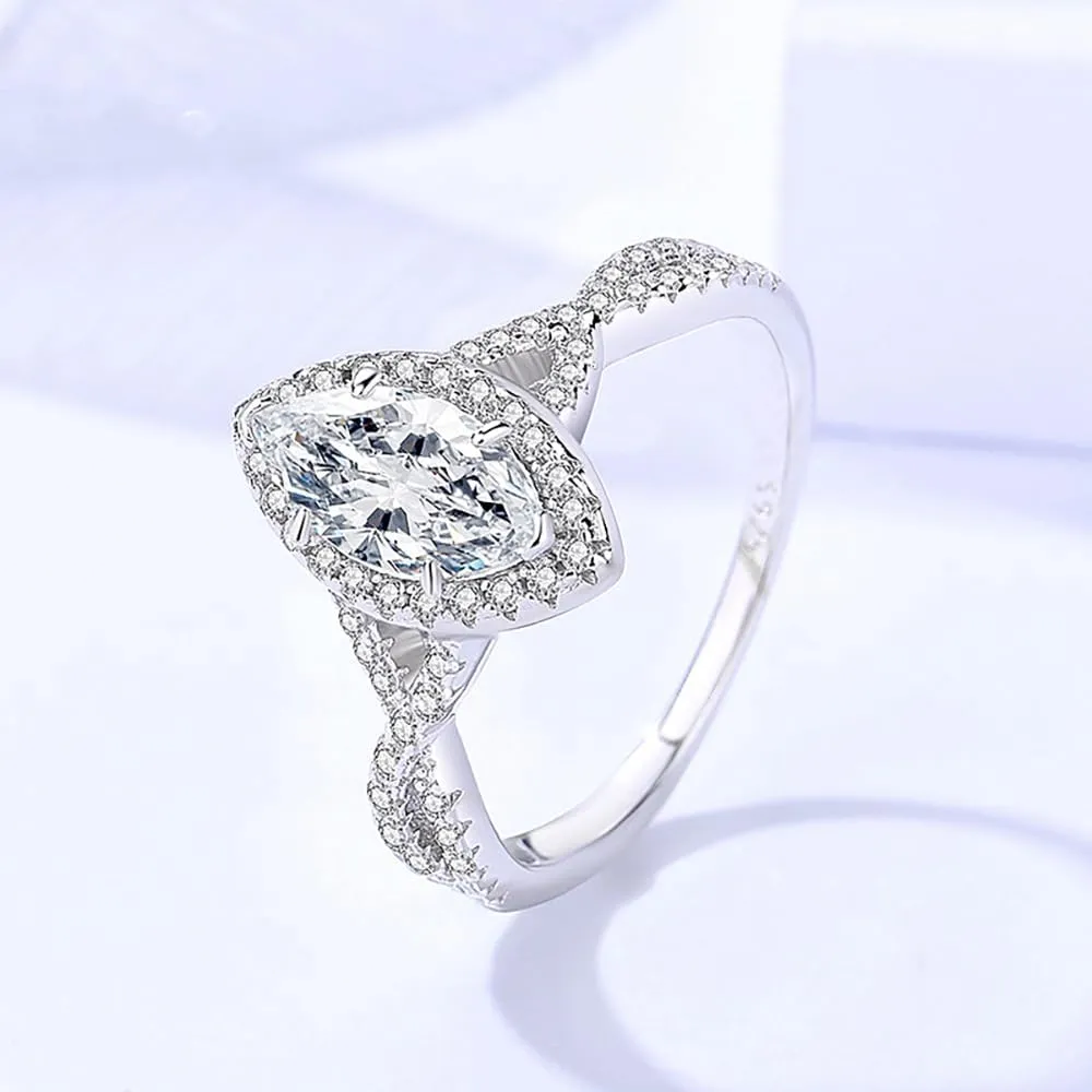 1 Carat Marquise Diamond Engagement Ring for Women | D-Color VVS1 Clarity | Elegant Twist Design | Brilliant Luster Wedding Jewelry