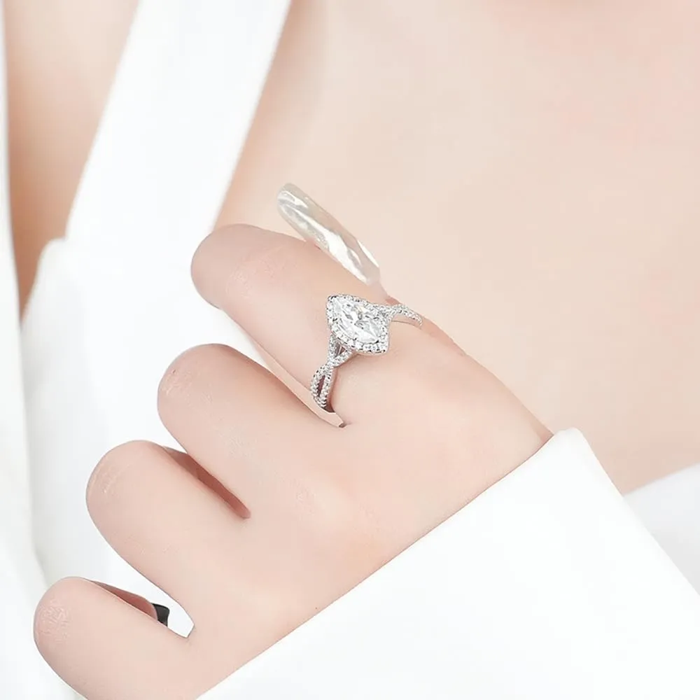 1 Carat Marquise Diamond Engagement Ring for Women | D-Color VVS1 Clarity | Elegant Twist Design | Brilliant Luster Wedding Jewelry
