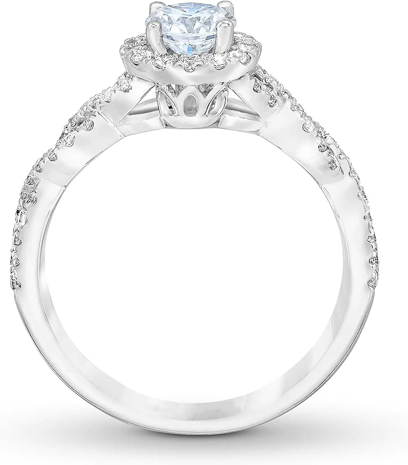 1 Carat Round Cut Bridal Set Moissanite Engagement Rings for Women Platinum Plated Silver Round Moissanite Rings