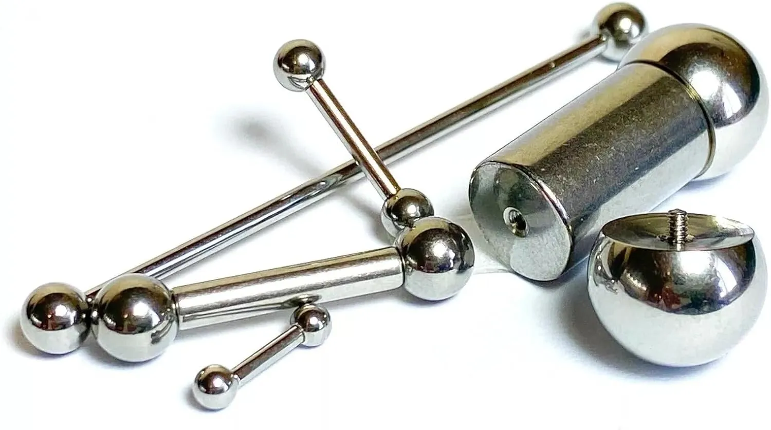 1 Piece Brilliant Internally Threaded Surgical Steel Tongue Barbell- Nipple - Ring - 00g thru 4g - Body Jewelry