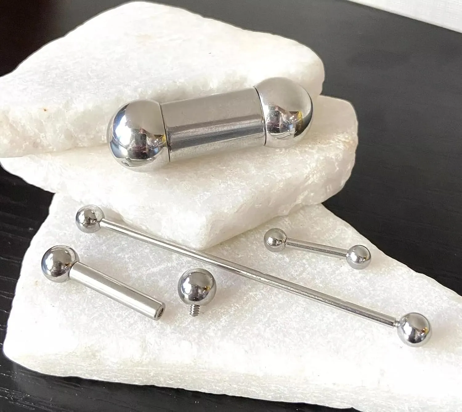 1 Piece Brilliant Internally Threaded Surgical Steel Tongue Barbell- Nipple - Ring - 00g thru 4g - Body Jewelry