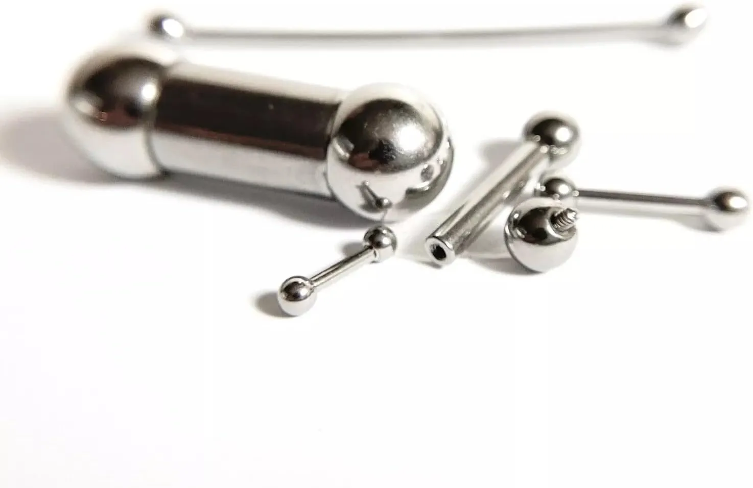 1 Piece Brilliant Internally Threaded Surgical Steel Tongue Barbell- Nipple - Ring - 00g thru 4g - Body Jewelry