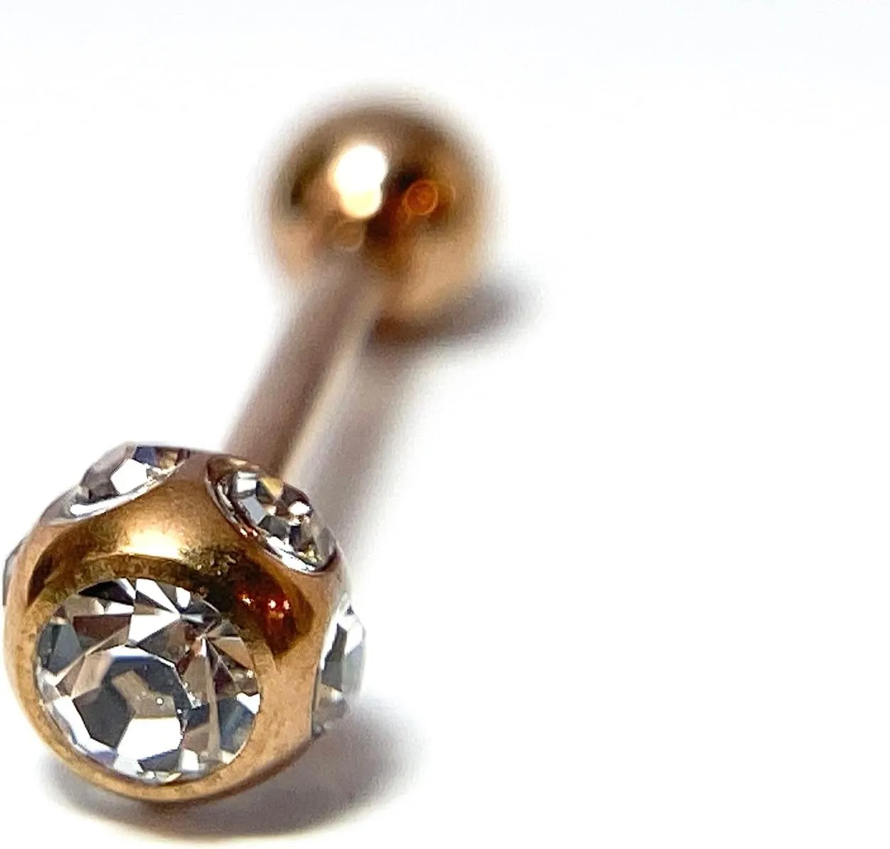 1 Piece Brilliant Multiple CZ Gem Set Ball IP Steel Barbell Tongue Ring -14g - 5/8" (16mm) - Body Jewelry