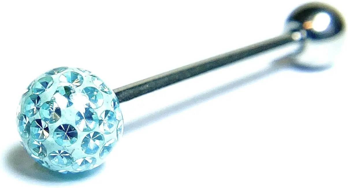 1 Piece of Brilliant Epoxy Coated Ferido Gem Ball Tongue Ring - Body Jewelry - Gems CAN'T fall out!