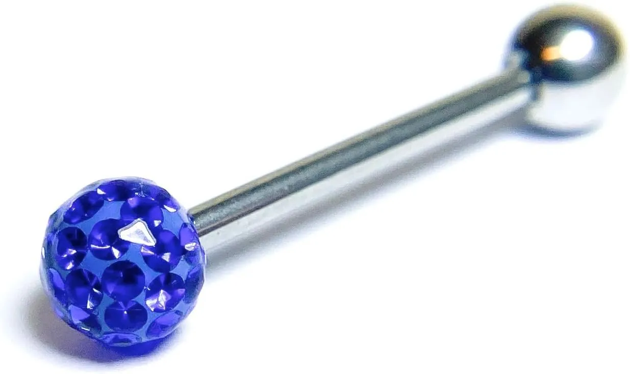 1 Piece of Brilliant Epoxy Coated Ferido Gem Ball Tongue Ring - Body Jewelry - Gems CAN'T fall out!