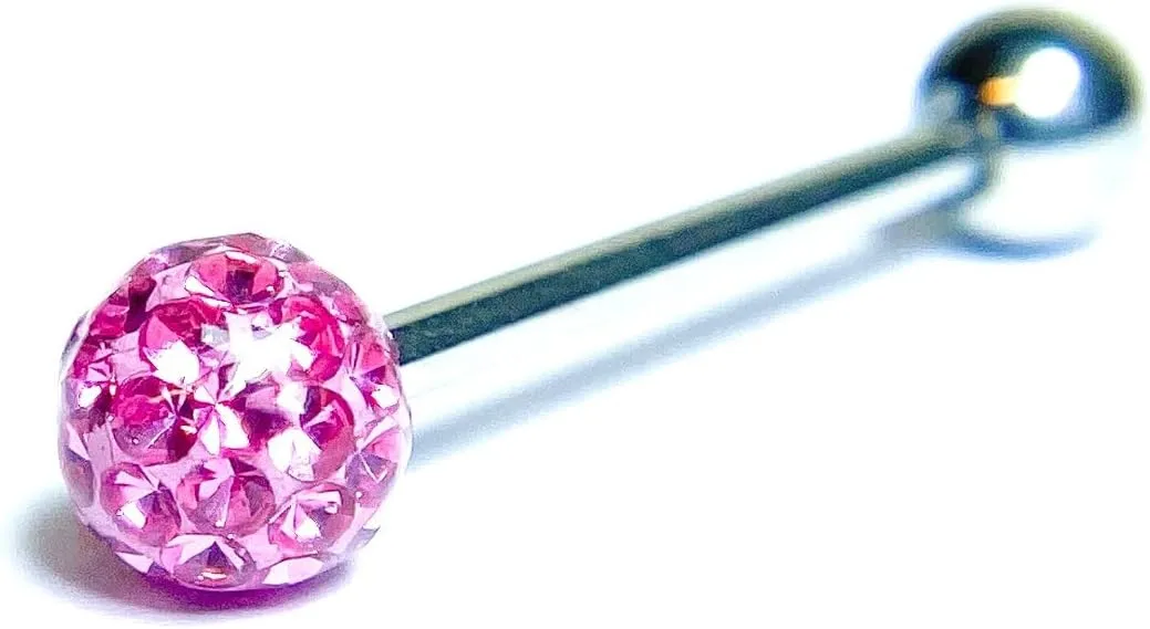 1 Piece of Brilliant Epoxy Coated Ferido Gem Ball Tongue Ring - Body Jewelry - Gems CAN'T fall out!