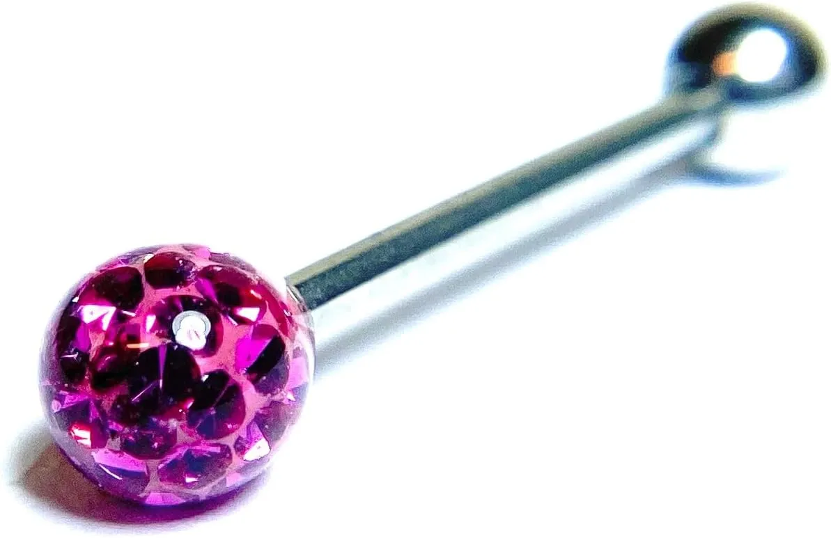 1 Piece of Brilliant Epoxy Coated Ferido Gem Ball Tongue Ring - Body Jewelry - Gems CAN'T fall out!