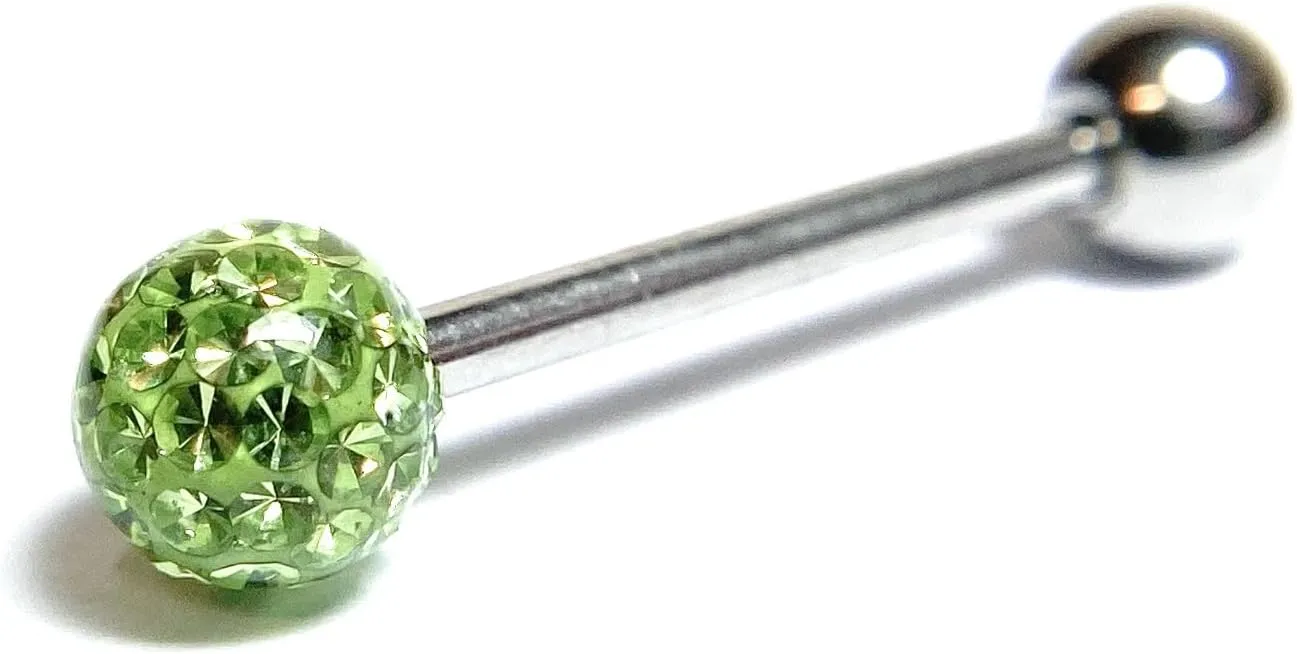 1 Piece of Brilliant Epoxy Coated Ferido Gem Ball Tongue Ring - Body Jewelry - Gems CAN'T fall out!