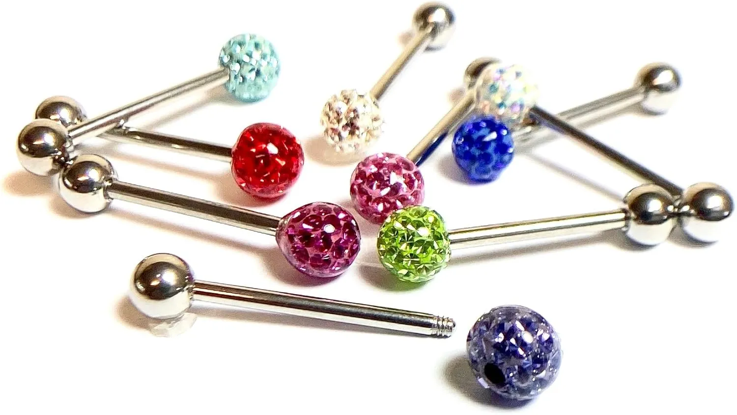 1 Piece of Brilliant Epoxy Coated Ferido Gem Ball Tongue Ring - Body Jewelry - Gems CAN'T fall out!