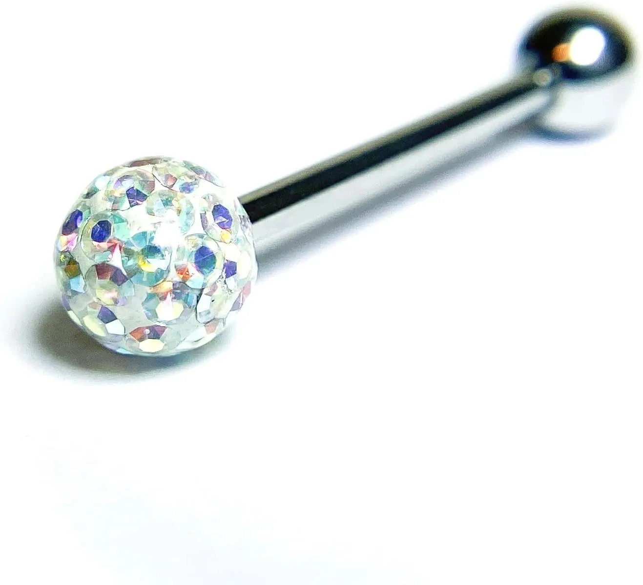 1 Piece of Brilliant Epoxy Coated Ferido Gem Ball Tongue Ring - Body Jewelry - Gems CAN'T fall out!