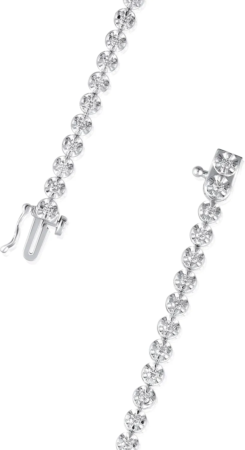 1 to 3 Carat Natural Diamond Tennis Bracelet for Women - 14k White Gold Bracelet for Her (I-J, I1-I2, 1.00 to 3.00 cttw) 7 Inches Long with Box With Tongue and Safety