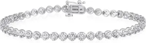 1 to 3 Carat Natural Diamond Tennis Bracelet for Women - 14k White Gold Bracelet for Her (I-J, I1-I2, 1.00 to 3.00 cttw) 7 Inches Long with Box With Tongue and Safety