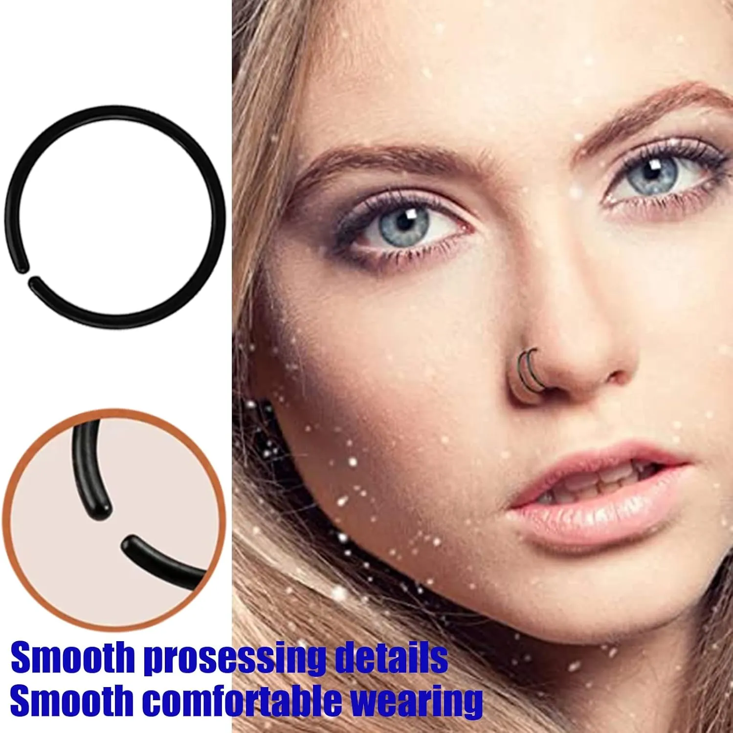 100Pcs Anti-Allergy 20G Unisex Plastic Hoop Ears Hole Retainers Hoop & Clear Nose Rings Hoop Retainer for Sensitive Ears & Skin