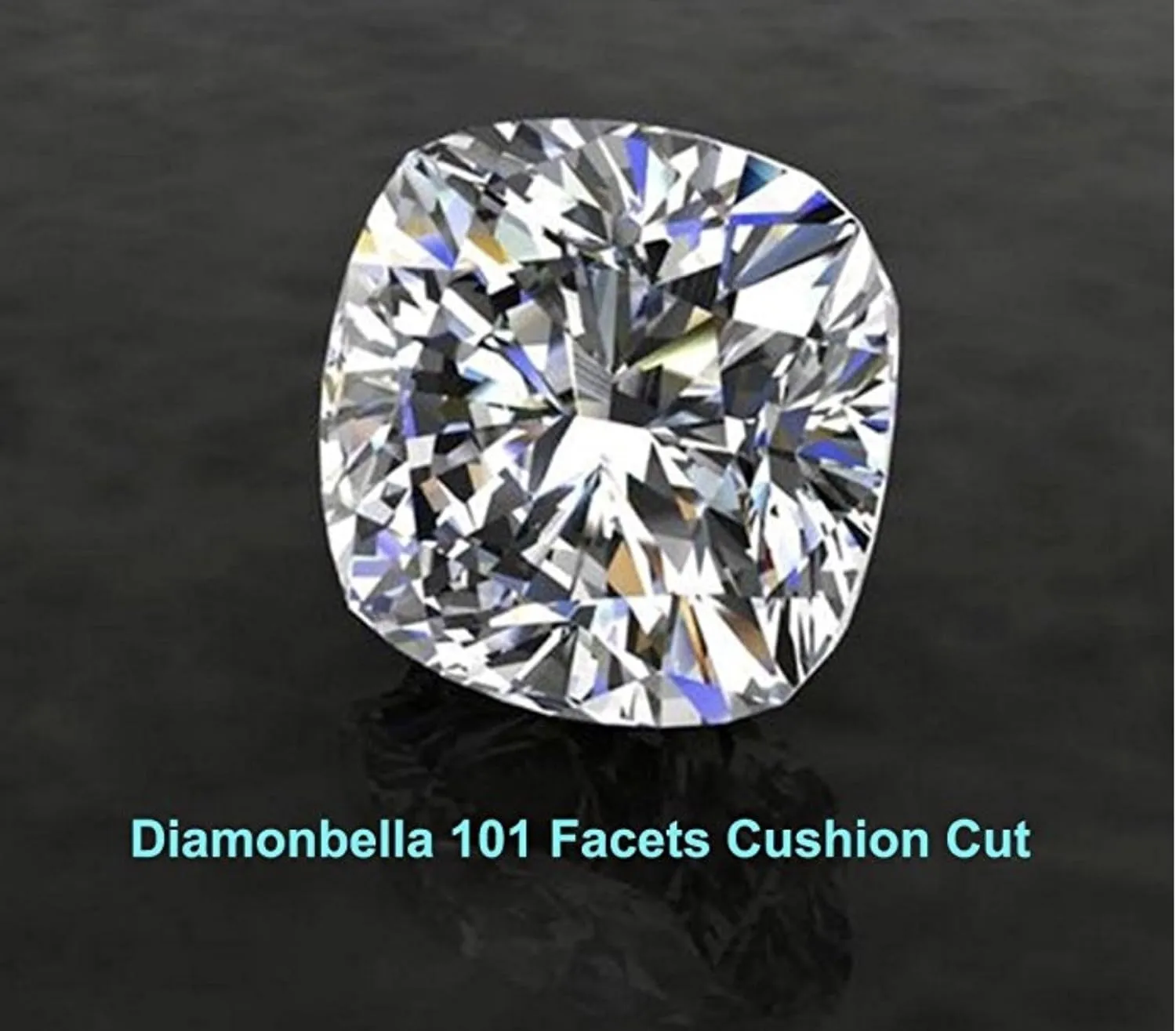 101 Facets 2 Carat Princess Cushion Cut NSCD Simulated Diamond Ring 925 Silver Platinum Plated Halo