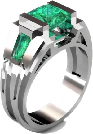 10K 14K 18K Gold Lab Grown Emerald/Sapphire Ring For Men Moissanite Diamond Ring Anniversary Engagement Promise for Husband Father Son Father's Day