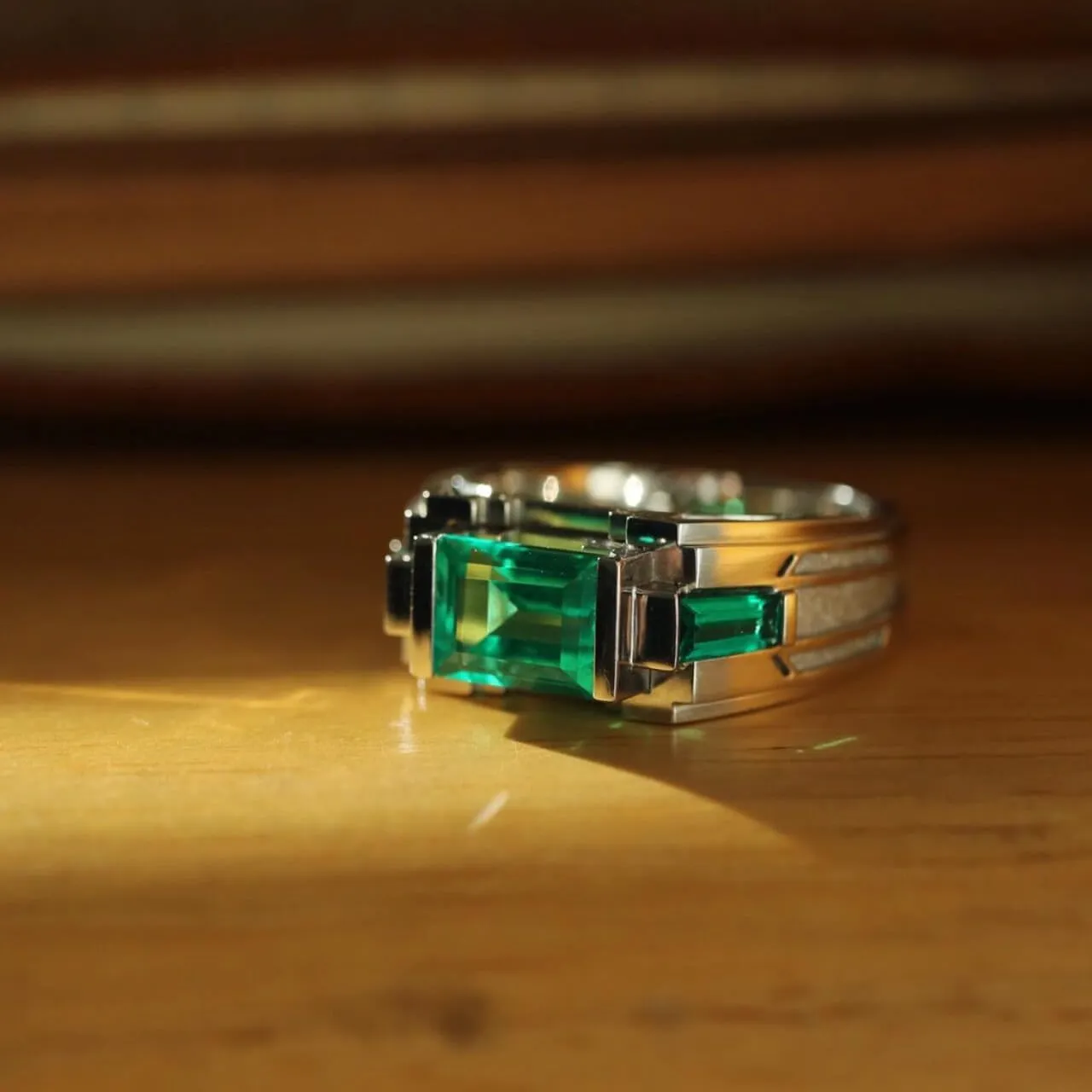 10K 14K 18K Gold Lab Grown Emerald/Sapphire Ring For Men Moissanite Diamond Ring Anniversary Engagement Promise for Husband Father Son Father's Day