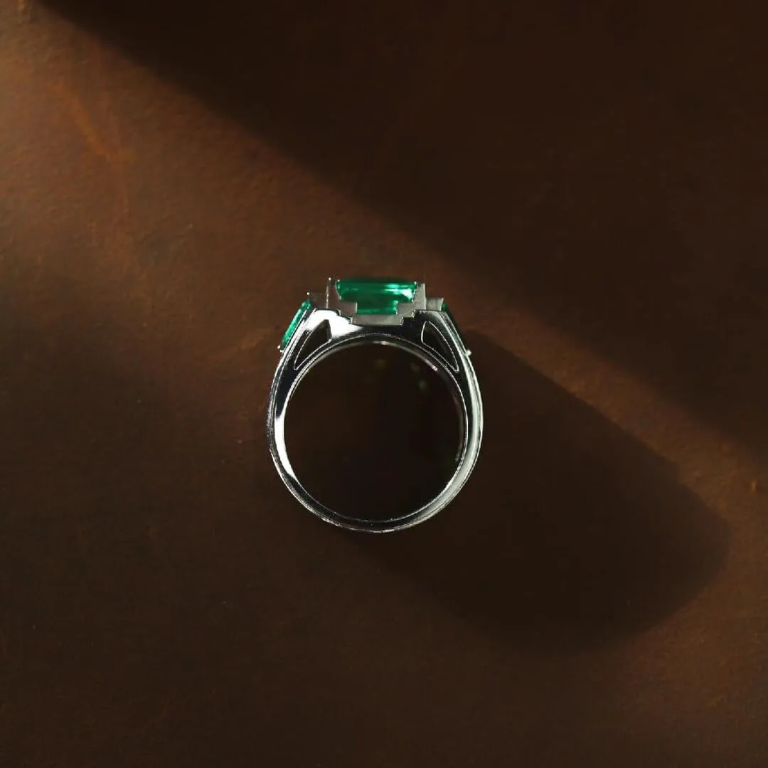 10K 14K 18K Gold Lab Grown Emerald/Sapphire Ring For Men Moissanite Diamond Ring Anniversary Engagement Promise for Husband Father Son Father's Day