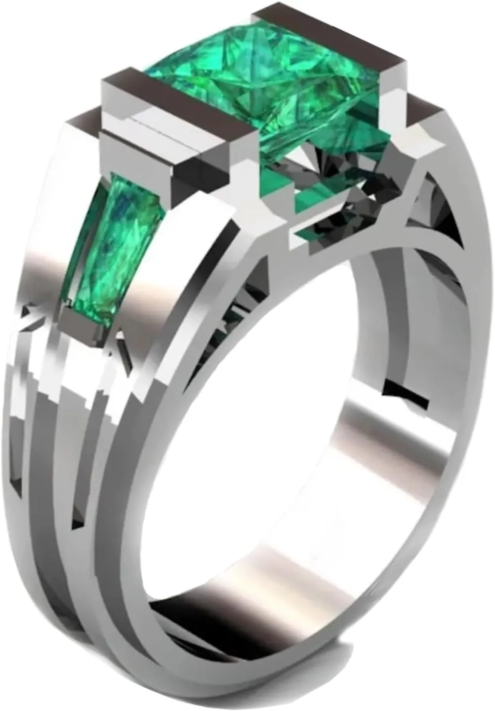 10K 14K 18K Gold Lab Grown Emerald/Sapphire Ring For Men Moissanite Diamond Ring Anniversary Engagement Promise for Husband Father Son Father's Day