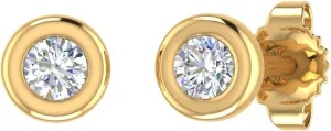 10K Gold Bezel Set Round Diamond Stud Earrings (1/10 Carat) (SI1-SI2 Clarity)