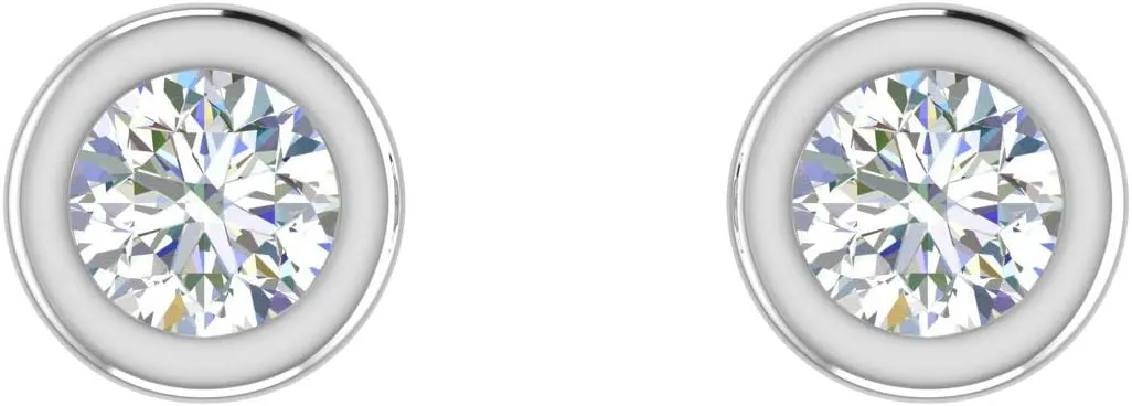 1/10 to 0.35 Carat Bezel Set Diamond Stud Earrings in 10K Gold