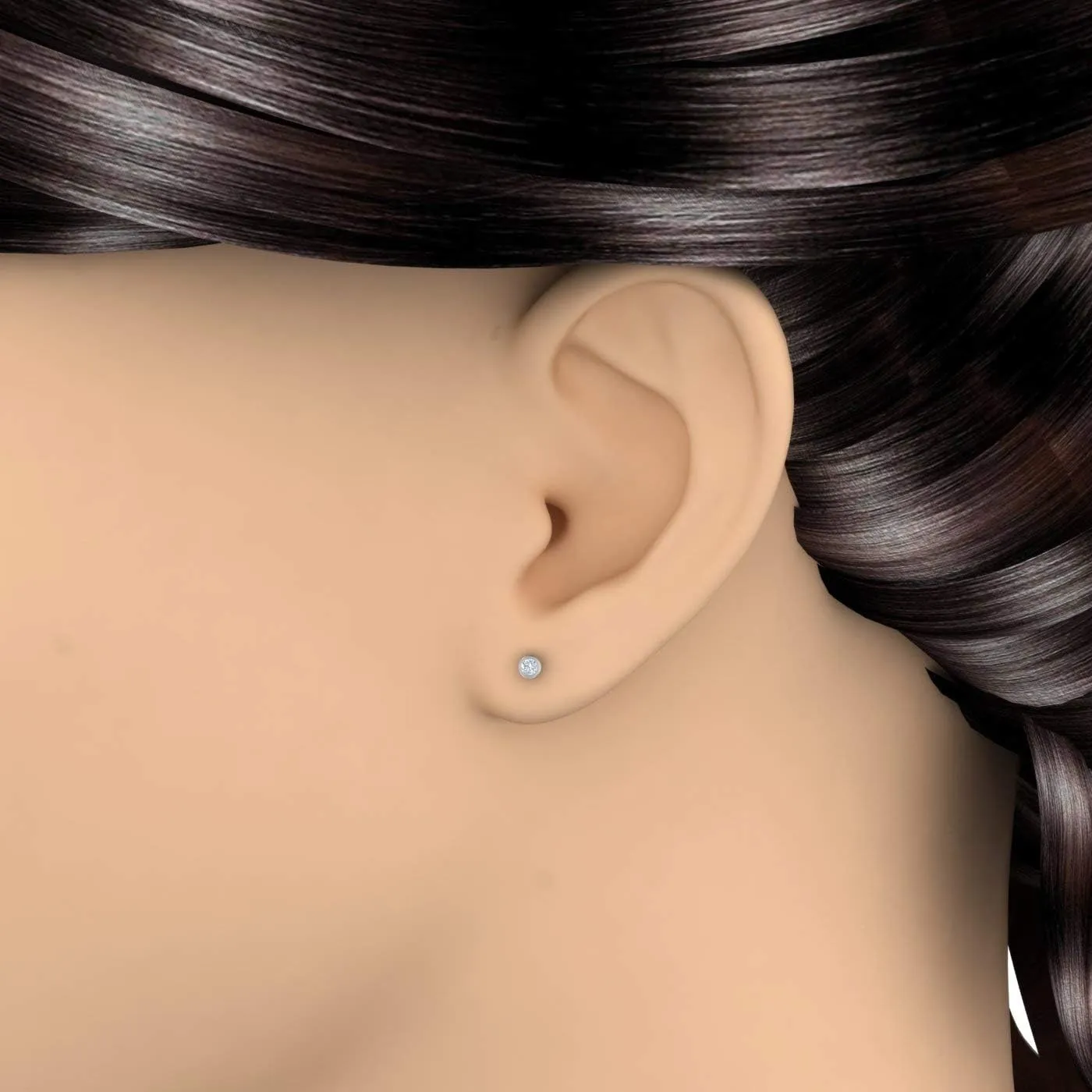 1/10 to 0.35 Carat Bezel Set Diamond Stud Earrings in 10K Gold