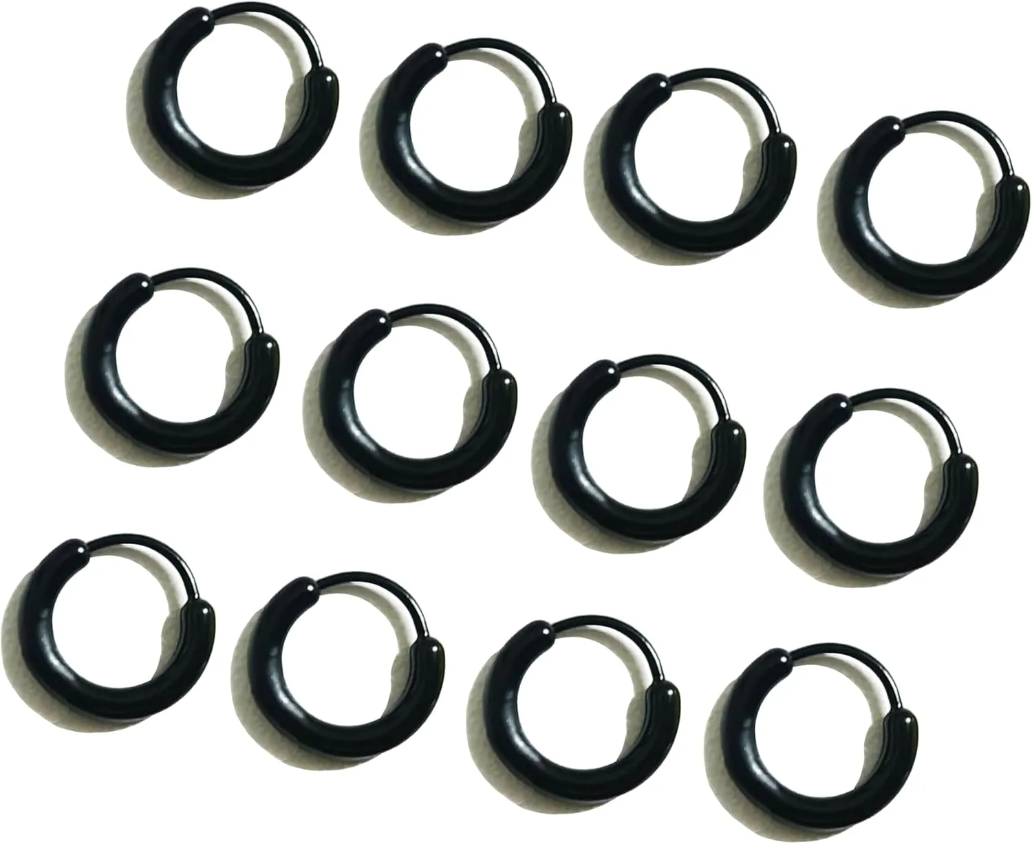 12 Pairs Anti-Allergy Unisex Cute Plastic Hoop Ear Retainers, Nose Rings, With Buckle, For Sensitive Ears & Skin