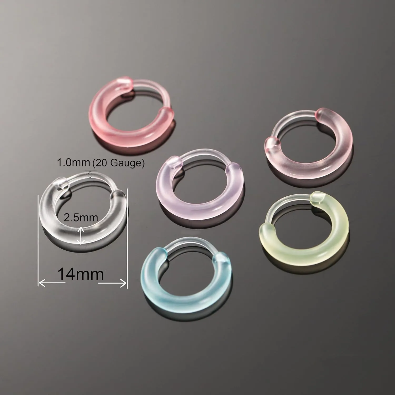 12 Pairs Anti-Allergy Unisex Cute Plastic Hoop Ear Retainers, Nose Rings, With Buckle, For Sensitive Ears & Skin