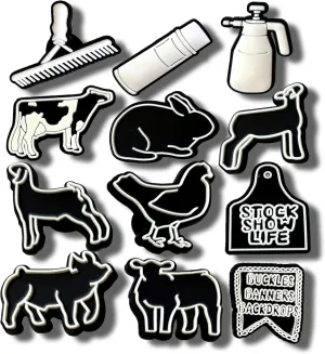 12 Pcs Livestock Farm Shoe Charms, Shoe Decoration Party Gifts For Boys, Girls, Kids, Women. (12Pcs Livestock)