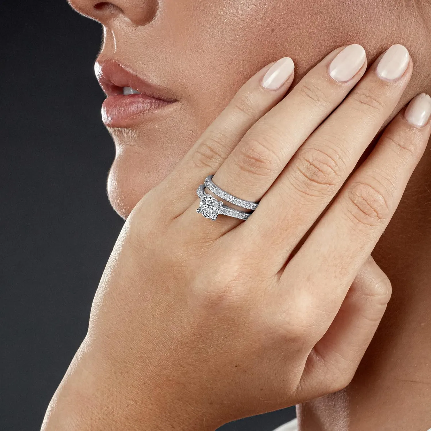 1.25 Carat Round Brilliant Cubic Zirconia Sterling Silver 925 Wedding Engagement Ring Band Set Sizes 4 to 11