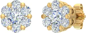 1/4 to 1 Carat Cluster Diamond Stud Earrings in 10K Gold or 950 Platinum