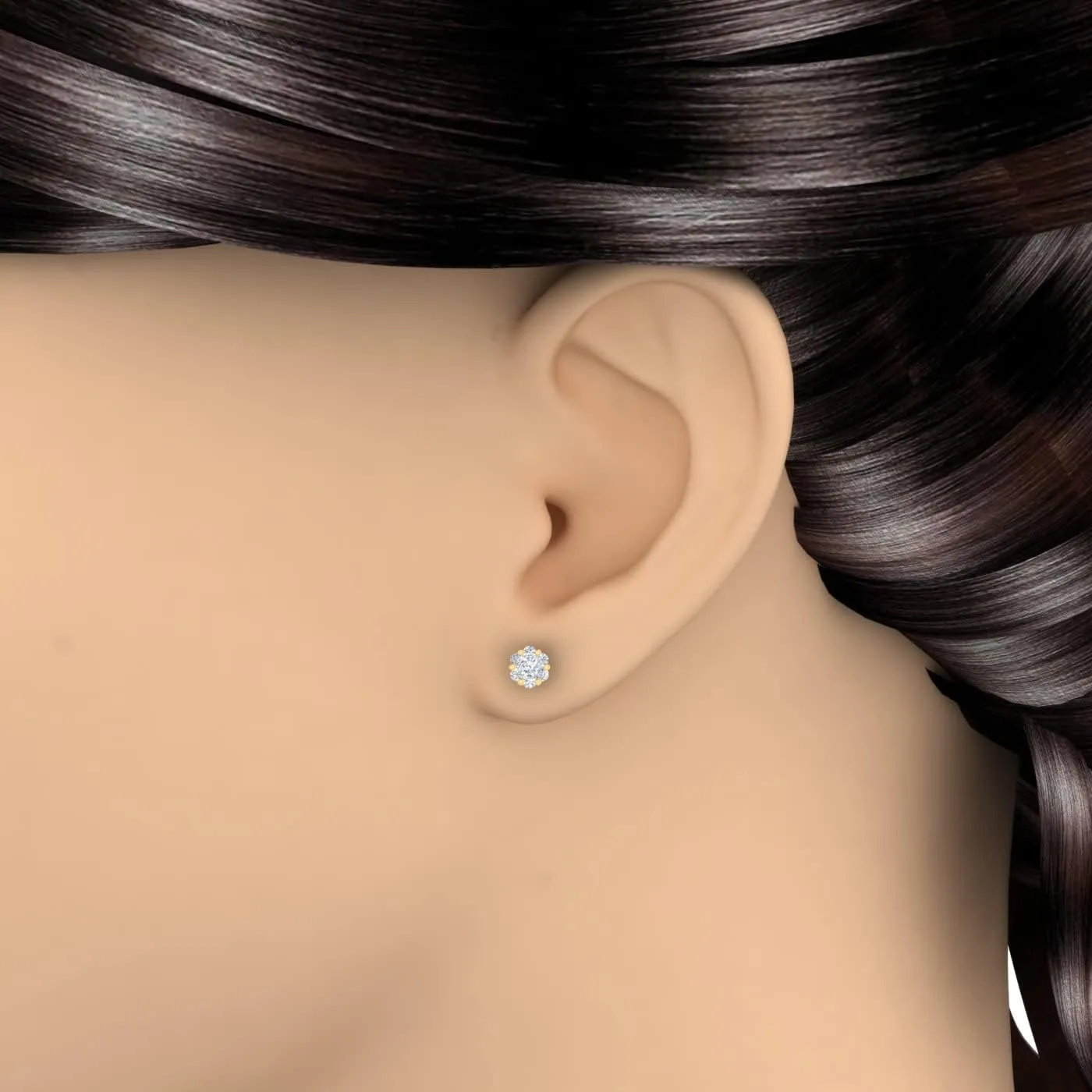 1/4 to 1 Carat Cluster Diamond Stud Earrings in 10K Gold or 950 Platinum