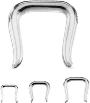 14G 10G Clear Glass Septum Ring - U Shaped Piercing Retainer - Staple Nose Hanger 6mm 1/4 Inch