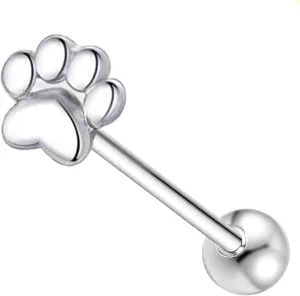 14G Small Claw Tongue Rings for Women and Men, Silver Cat/Dog Claw Surgical Steel Tongue Piercing Jewelry for Tongue Piercings, Silver Tongue Ring, 16mm Bar Length