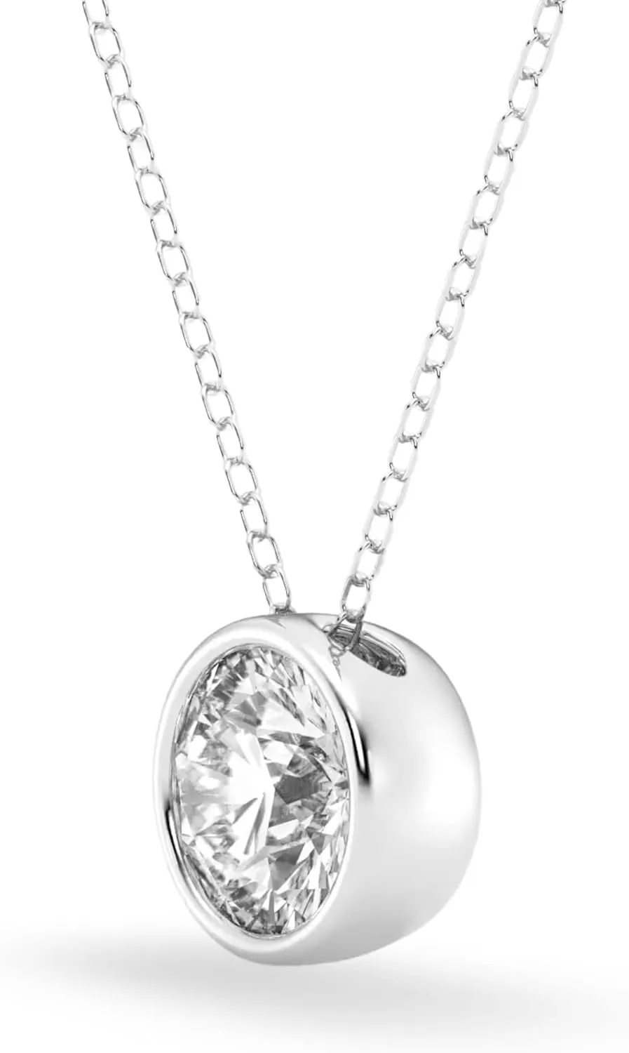 14K Gold Bezel Pendant Necklace for Women | 1/2ct to 1.00ct Lab-Grown Diamond | E-F Color, VS Clarity | Floating Gold Necklace for Women| Certified by IGI | Adjustable 18" Chain