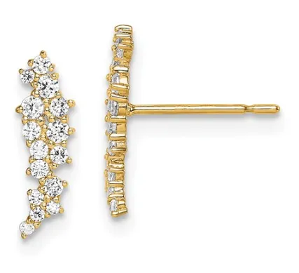 14k Gold CZ Cluster Post Earrings
