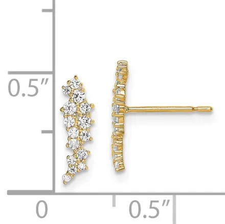 14k Gold CZ Cluster Post Earrings