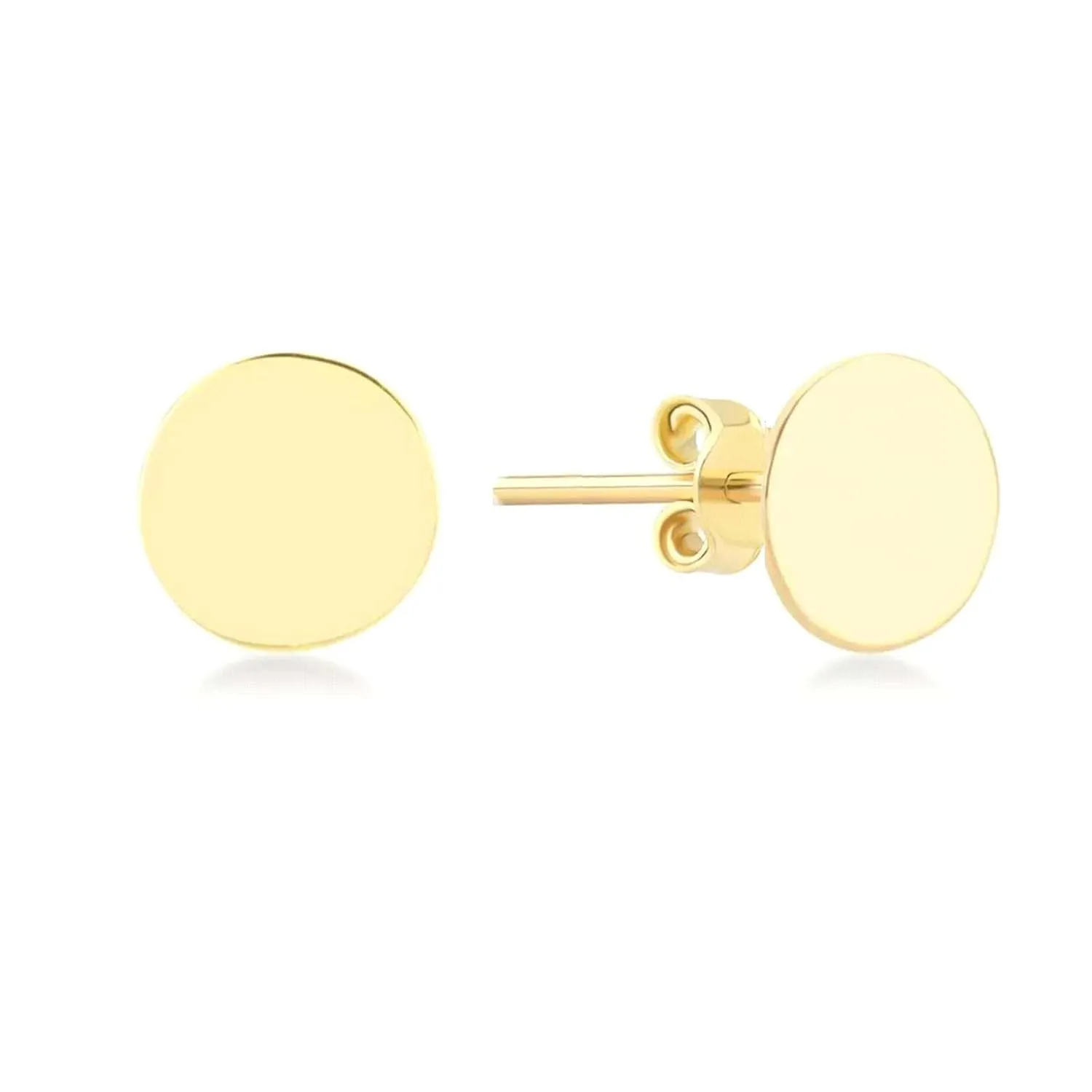 14k Gold Dot Flat Disc Stud Earrings, Gold or Silver Tiny Stud Earrings, Dainty Minimalist Simple Everyday Earrings for Women Men Girls (5mm 14k gold)