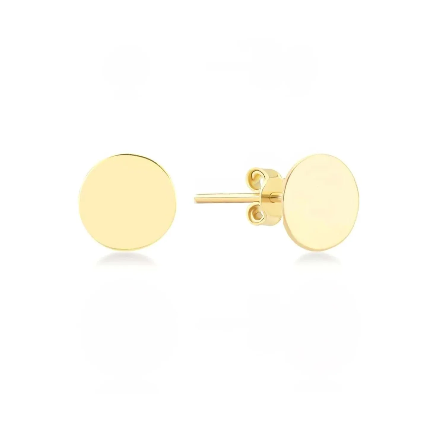 14k Gold Dot Flat Disc Stud Earrings, Gold or Silver Tiny Stud Earrings, Dainty Minimalist Simple Everyday Earrings for Women Men Girls (5mm 14k gold)