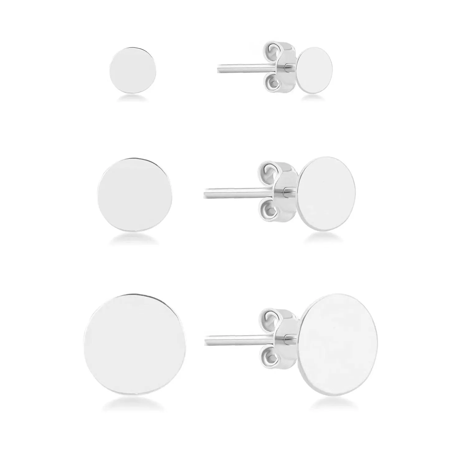 14k Gold Dot Flat Disc Stud Earrings, Gold or Silver Tiny Stud Earrings, Dainty Minimalist Simple Everyday Earrings for Women Men Girls (5mm 14k gold)